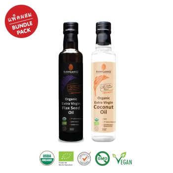 Bundle Pack – Organic Extra Virgin Golden Flaxseed Oil 275ml + Organic Extra Virgin Coconut Oil 275ml